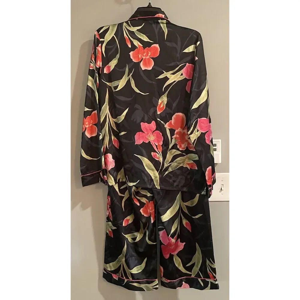 Victoria’s Secret Pajamas‎ 2 pc Satin Floral Top & Bottom vintage Womens Medium